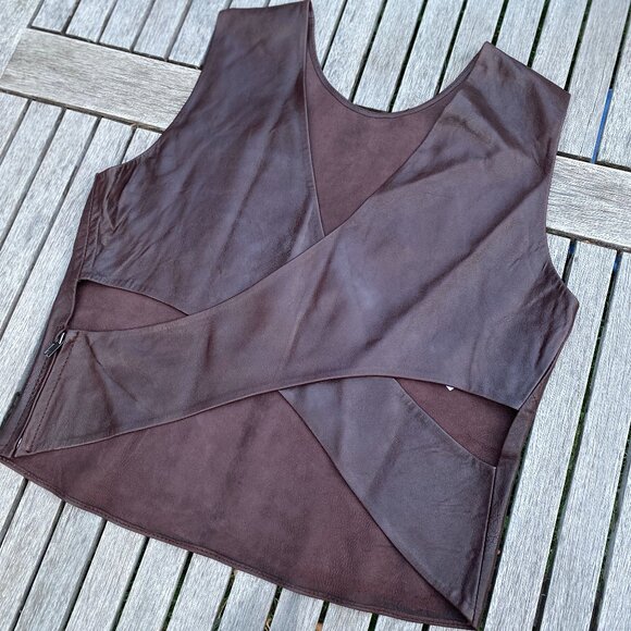 Zara Sleeveless Genuine Leather Top NWT Size L - Picture 4 of 8